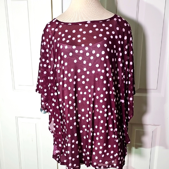 Lane Bryant Purple/ White  Boxy Blouse Sheer‎ With white Tank Unde. NWT 19/20. - Picture 1 of 8